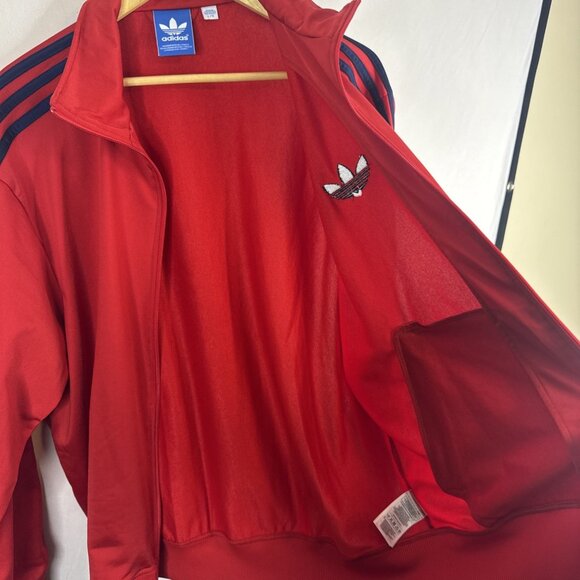 Adidas Firebird Red Blue Track Jacket Full Zip 3-Stripe Retro Mens Large - Picture 6 of 9